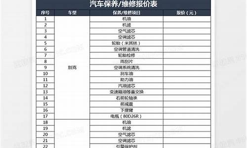 汽车维修价格公示表(汽车维修价格明细单) 币圈生态